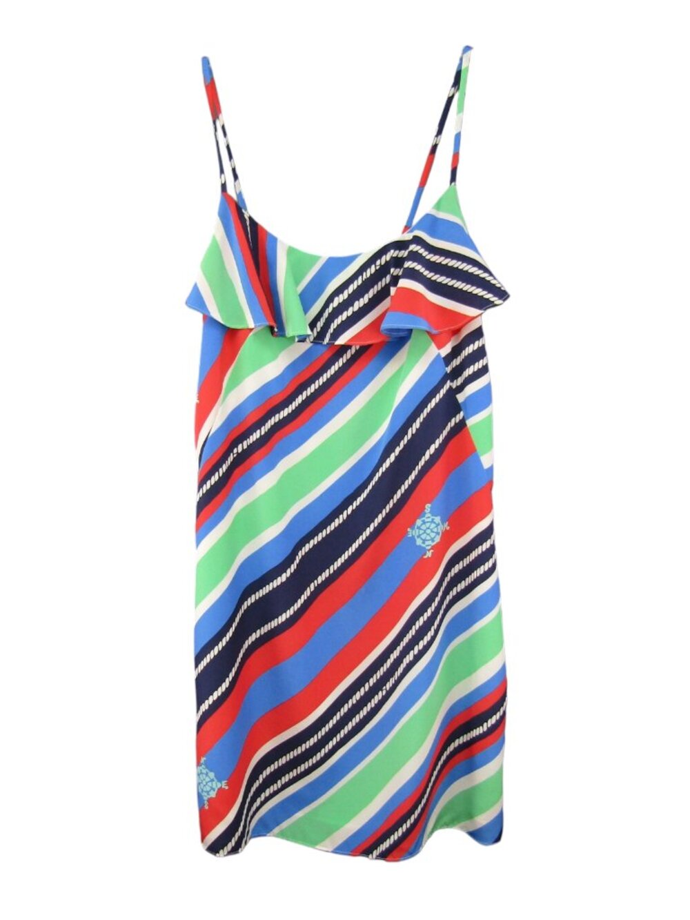 Lilly Pulitzer Laya Overboard Stripe Silk Dress Size XS Nautical Ruffle Lined